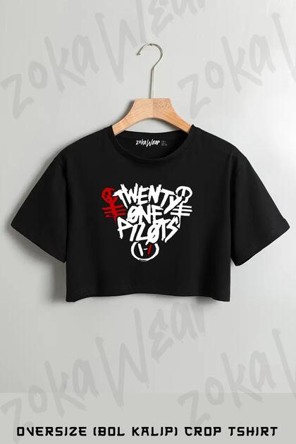 Twenty One Pilots 2 Printed Oversize Crop T-Shirt