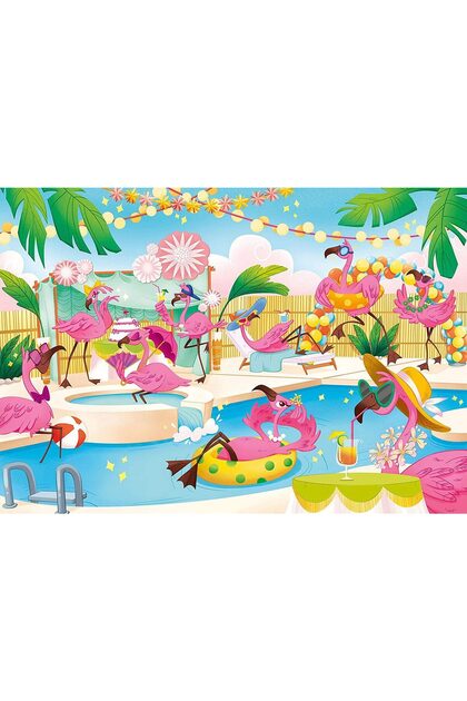 Puzzle 104 piese - Supercolor Flamingo Party - Glossy Effect