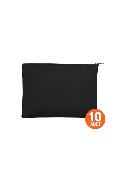 SİYAH KANVAS KUMAŞ CLUTCH ÇANTA | 10 ADET