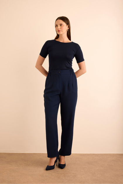 Crepe Trousers with Elastic Waist Detail