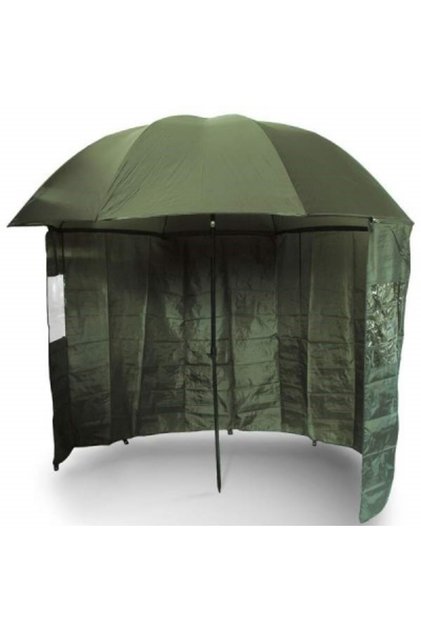 Umbrelă/adăpost pentru pescuit verde, cu plasă, 220 cm, frânghii și cuie de fixare
