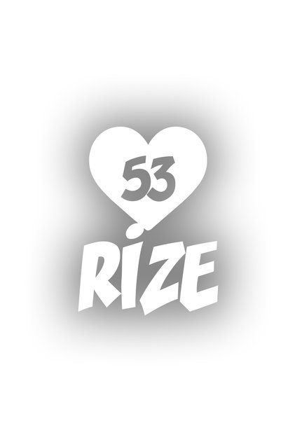 53 Rize Car Sticker with Heart 20x15 Cm White