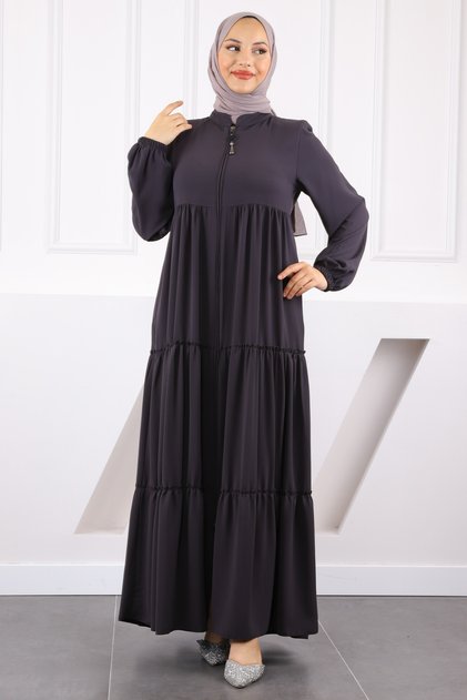 Smoked Sleeve Elastic Layered Ferace