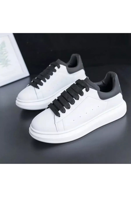 Adidasi pentru barbati, casual, alb cu sireturi negre, B03