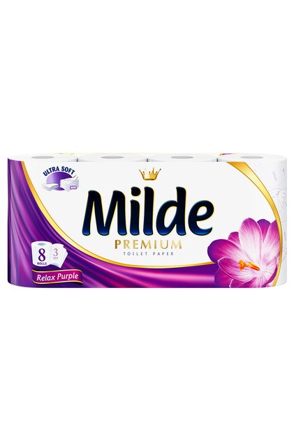 Hartie igienica Milde Relax Purple, 3 straturi, 8 role