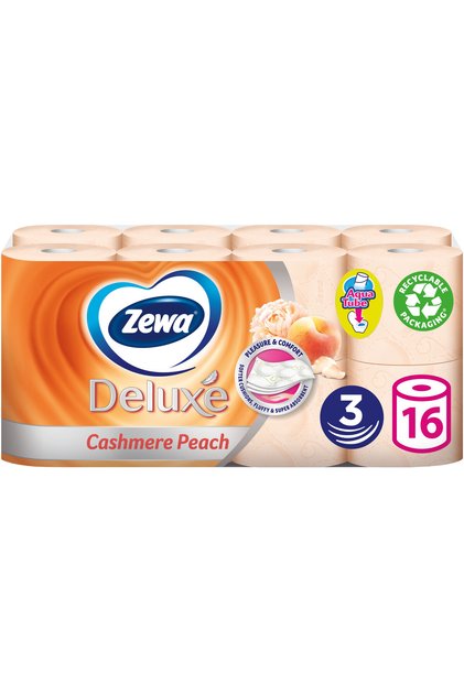 Hartie igienica Zewa Deluxe Cashmere Peach, 3 straturi, 16 role