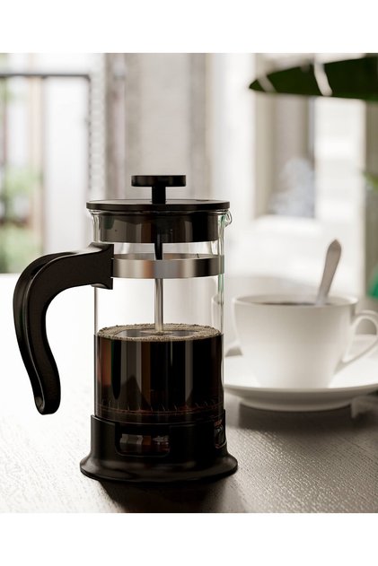KALİTELİ Cam French Press Hacim 400 ml İkea Bitki Çayı Kahve Demliği Şeffaf Yükseklik 17 Cm