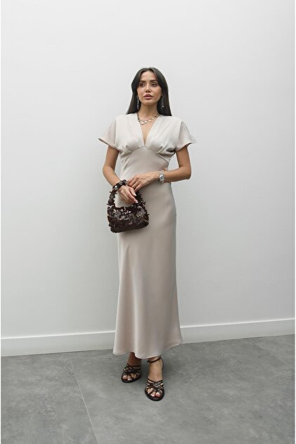 beige color satin dress Shop Maria Bianca Nero clothing and handbags at SilkRoll. Trade with us! main image 0