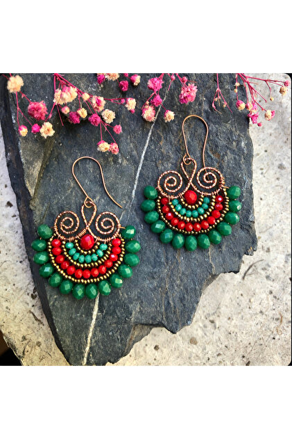 Handmade Copper Wire Wrap Earrings
