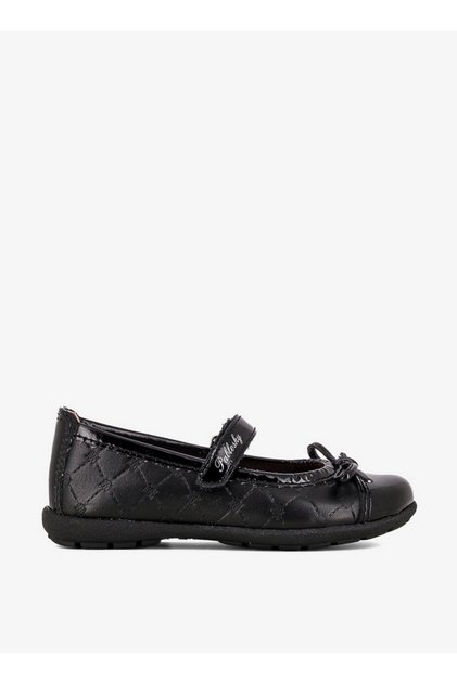 Girls' Bow Accent Leather School Shoes with Hook and Loop Closure