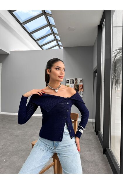 Boat Neck Knitwear Cardigan