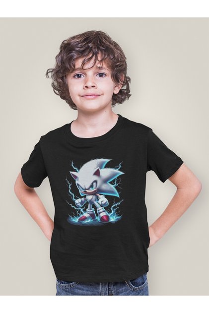 Super Sonic Printed Unisex Cartoon Children's T-Shirt (Age 1-12)