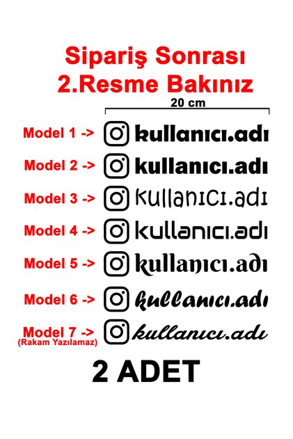 (2 Pieces) Instagram Username Sticker - Instagram Sticker - Instagram Logo Sticker - 20cm