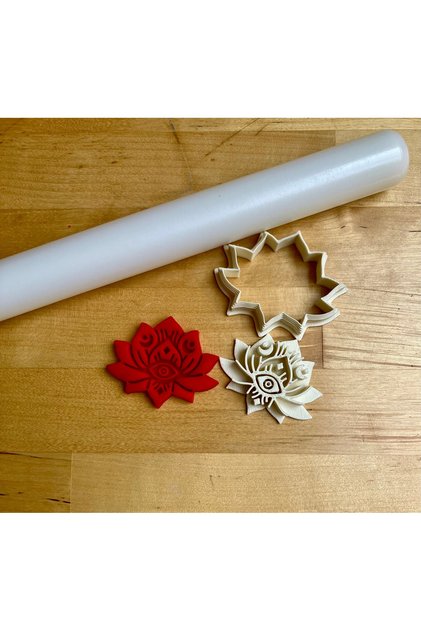 Göz Desenli Lotus Çiçeği Polimer Kil/Seramik Çamuru Kalıbı - 5 cm
