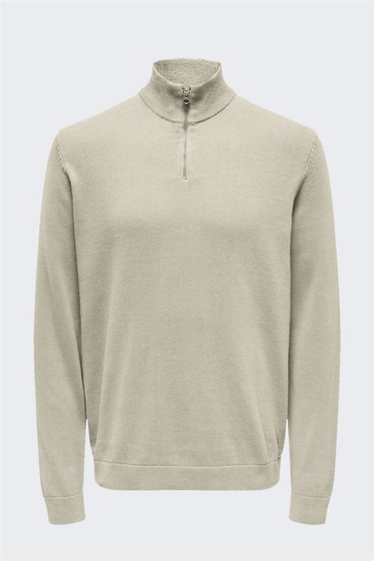 Onsalex Reg 12 Half Zip Knit Men's Beige Sweater - 22022523