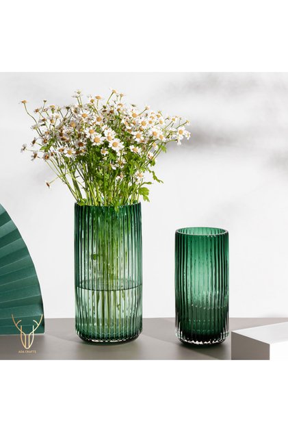 Vază din sticlă verde LIGNA - MARE (25 cm)