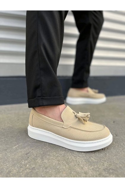 Tb154 Blaze Laceless Tasseled Suede Men's Casual Sports Classic Shoes Sbt - Cream