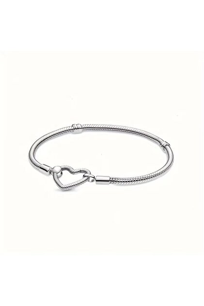 Bratara pentru talismane/charmuri argint 925, JW1135, model inima, placata cu rodiu