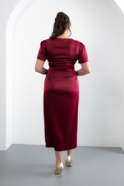 burgundy red carpet dresses Burgundy Satin High Low Dress  MODALIER