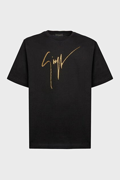 Giuseppe zanotti Taş Logolu Pamuklu Regular Fit T Shirt Erkek T