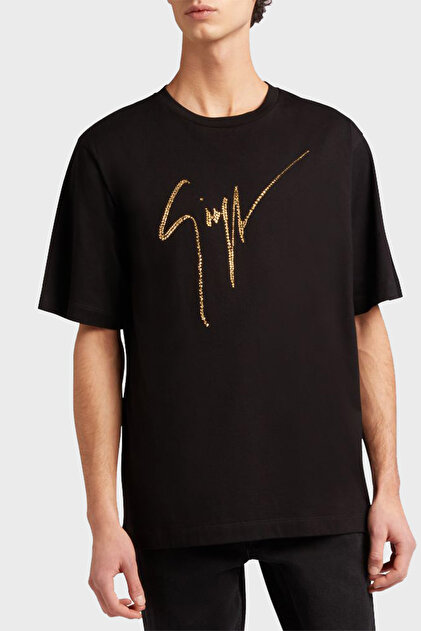 Giuseppe zanotti Taş Logolu Pamuklu Regular Fit T Shirt Erkek T