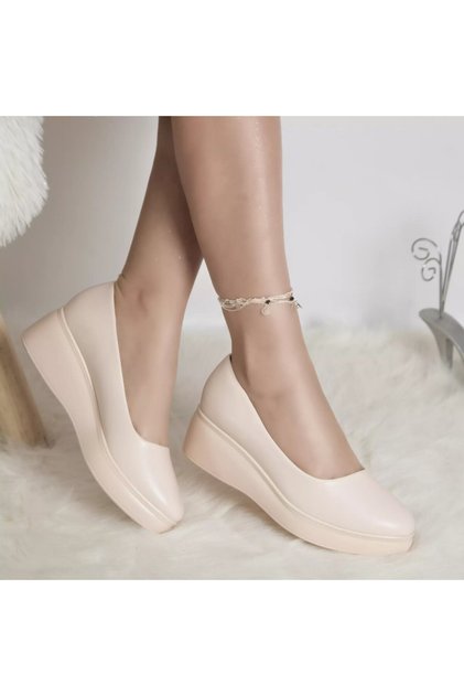 Pantofi cu platforma amalya bej piele ecologica, 36