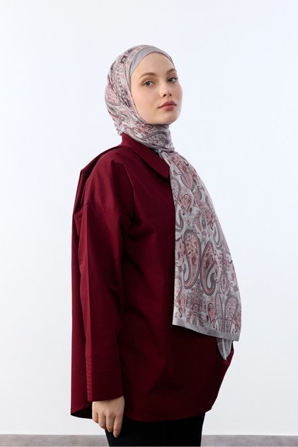 Etnik Desen Şal Asya Desen-gri