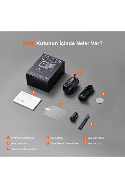 70MAİ 70mai Dash Cam Omni X800 Ultra HD 4K Çözünürlük,Çift 4K Ön