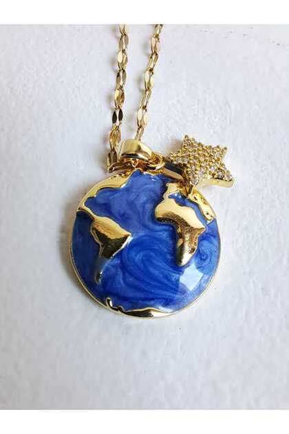 Gold Color World Zircon Stone Star Necklace