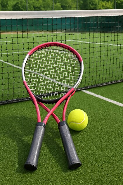 Çocuk Tenis Raketi Seti 21 Inç 2 Raket 1 Top Çantalı Set Pembe