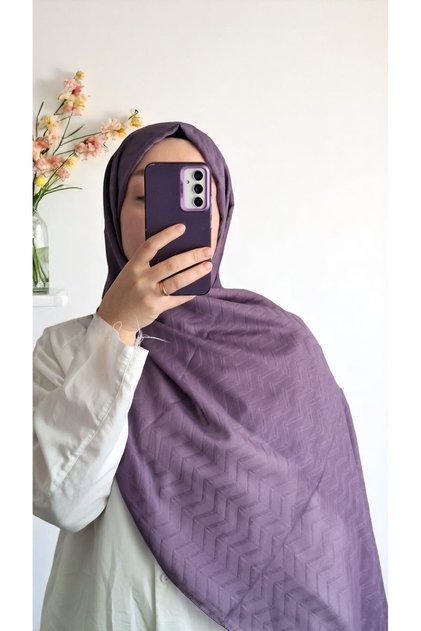 Zigzag Pattern Shawl - Lilac