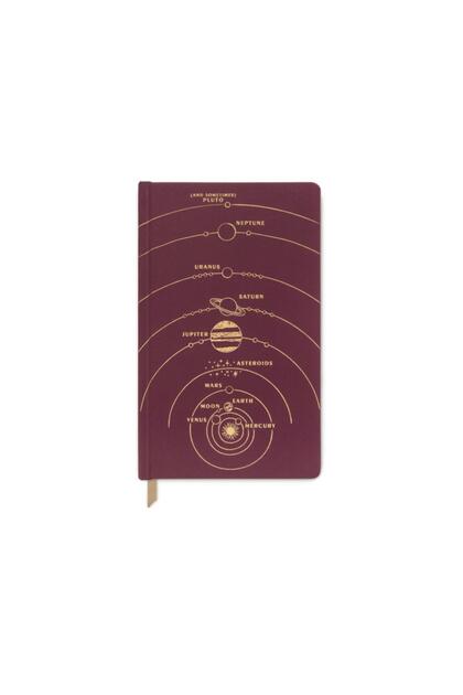 Bookcloth Hardcover Journal - Burgundy Solar System / Bordo