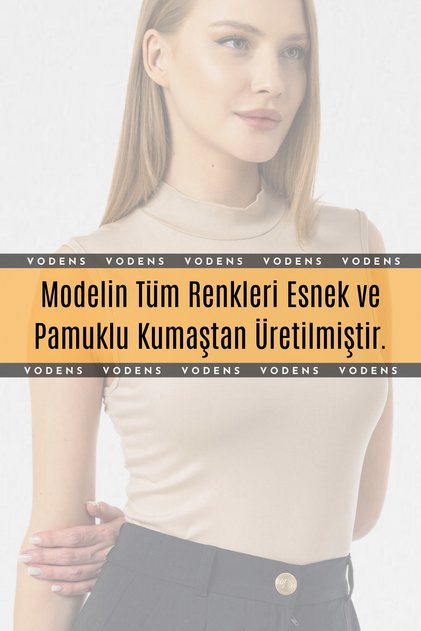 Kadın Takım Kolsuz Body Bluz - Siyah / Beyaz / Kahve / Bej / Lacivert 7