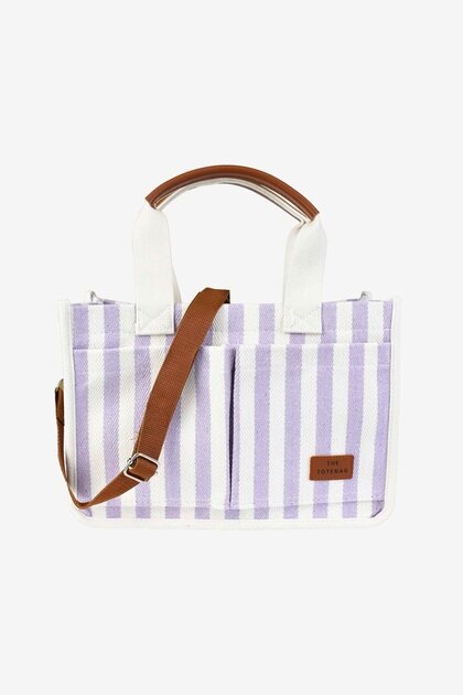 Women's Canvas Fabric Multi-Compartment Daily Hand and Shoulder Bag - Lilac