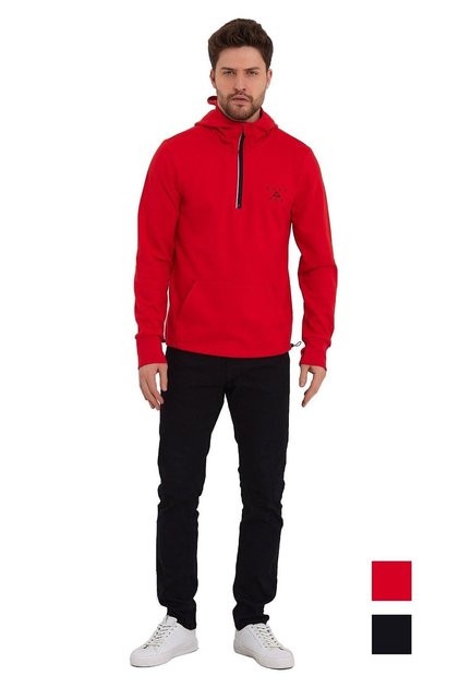 Rush Run Men's Training Kangaroo Pocket Zipper Hooded Sports Sweatshirt