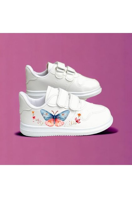 Sweet Spring Butterfly Detailed Girls' Sneakers