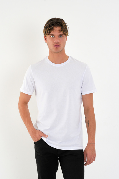 Regular Fit Unprinted Basic T-Shirt 100% Cotton Soft Textured Crew Neck T-Shirt