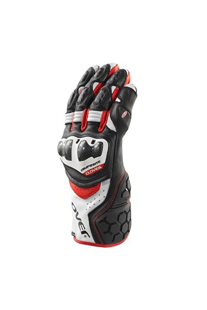 clover Clover Rsc-4 Korumalı Motosiklet Eldiveni Siyah Beyaz Kırmızı