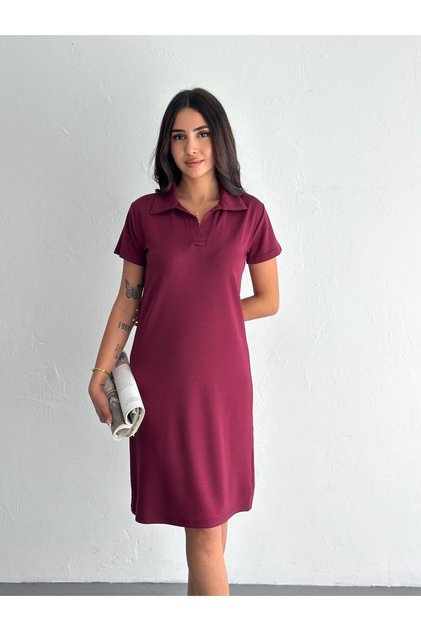 Women's Modal Fabric Polo Neck Dress