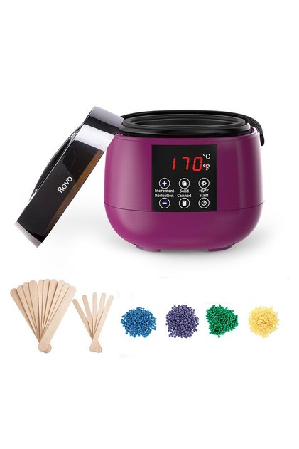 Kit Epilare Ceara Rovo Incalzitor ceara profesional, display LCD, 500g ceara, set 20 spatule