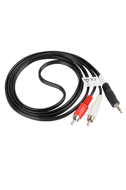 Καλώδιο ήχου jack 3.5 χιλ. αρσενικό 3 ακίδων σε 2 x RCA, 1.5 μ., Lanberg 41400, στερεοφωνικό, μαύρο