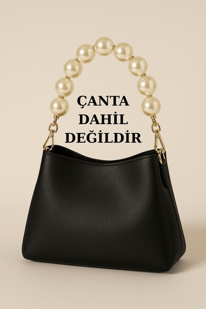Model 1| İncili Çanta Sapı - Gold Detay Taşlı - 40 cm- Çanta Aksesuarı -Çanta Askısı - (çanta yoktur