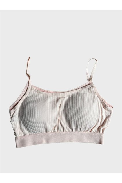 Girl's 100% Genuine Cotton Thin Strap Powder Color Flexible Half Undershirt Bustier with Sponge Inside