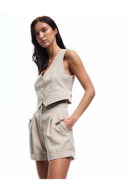 Vesta Slim Fit s výstřihem do V a knoflíky s modální smíšenou podšívkou