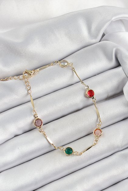 Brass Assortment Model Gold Color Zircon Stone Women's Bracelet Sl12194