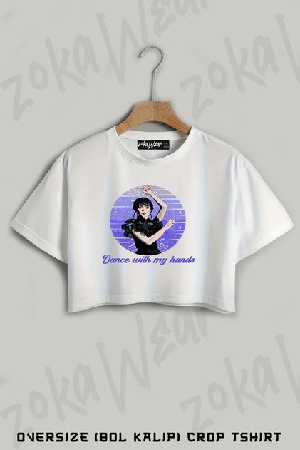 Wednesday Addams Dance Printed Oversize Crop T-Shirt