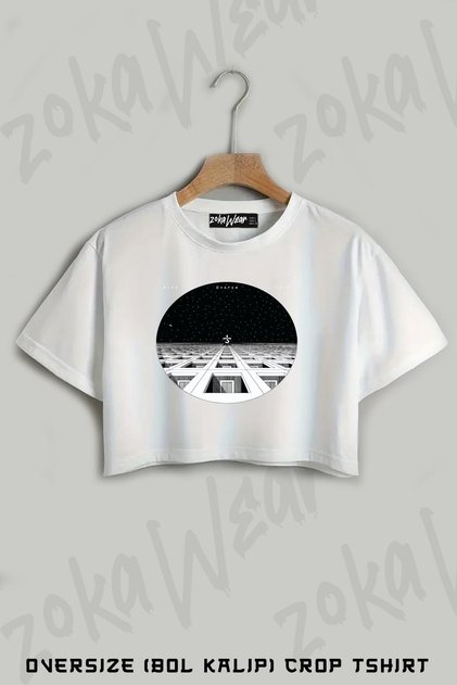 Blue Oyster Cult Printed Oversize Crop T-Shirt
