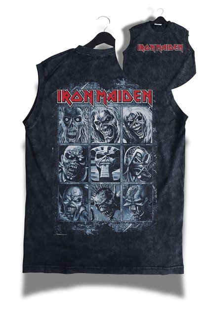 Unisex Rock Band Iron Maiden Back Printed Washable Sleeveless Vintage T-Shirt