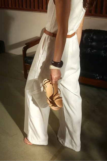 Nerissa Beige Skin Thin Strap Women's Heeled Shoes