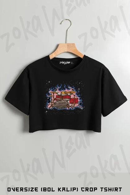 Drum Custom Printed Oversize Crop T-Shirt